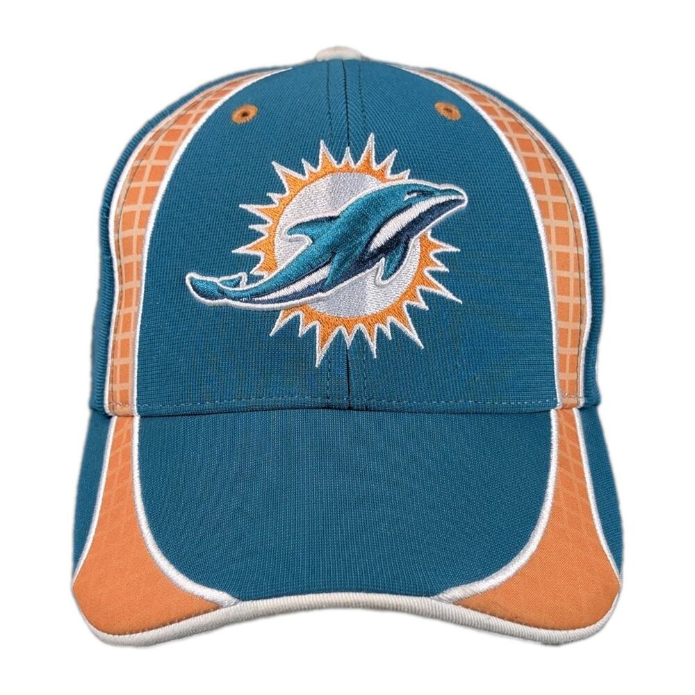 Miami Dolphins Hat Cap Strap Back Mens Teal Orange Embroid Throwback 47 Brand